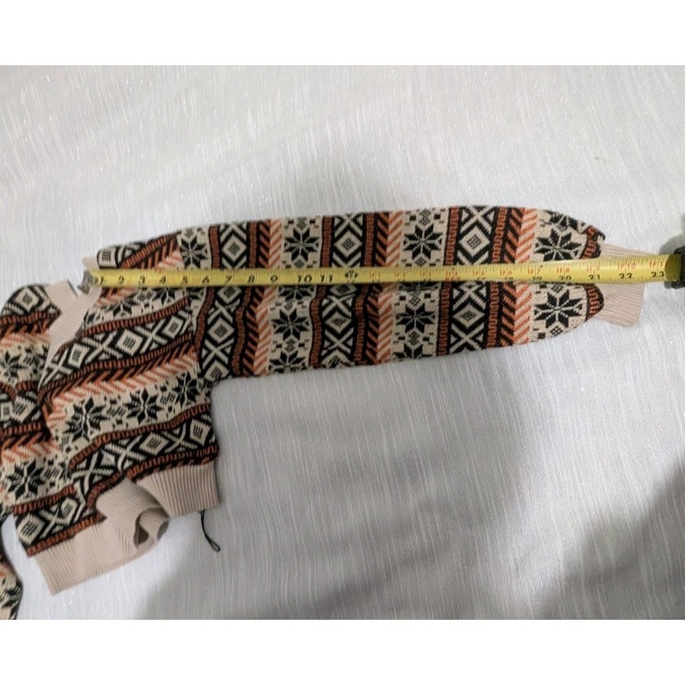 ZAFUL‎ Cropped Fair Isle Sweater Cottagecore Womens M V-Neck Knit Crop Top NWOT - Picture 4 of 7